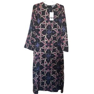 Zara - NWT All over Long Sleeve Paisley Printed Dress Size Medium
